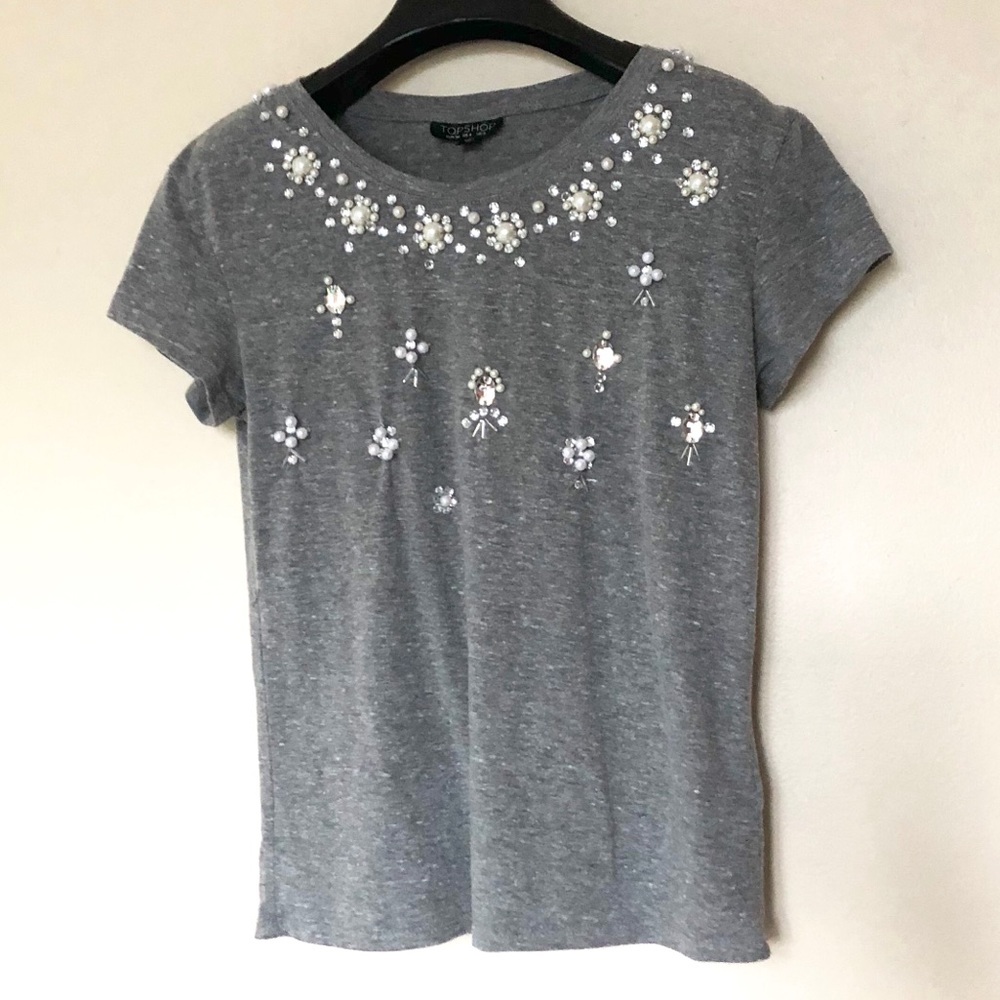 Topshop Embellished Tee Shirt